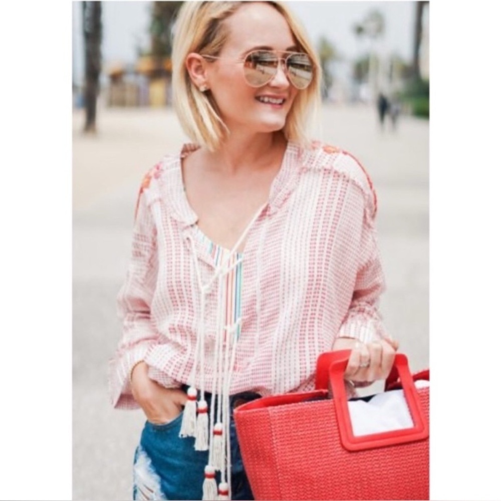 JOHNNY WAS Jacque Embellished Beaded Boho Tunic Top Size Medium - Picture 3 of 14